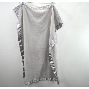 Elegant Baby Blanket Gray Satin Edge Trim Plush Gray 30x40 Lovey EB